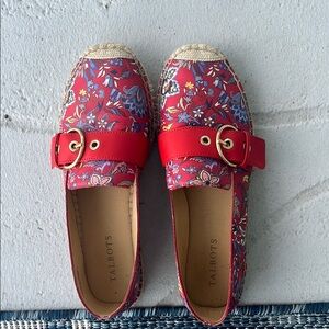 Talbots Red Espadrille Slip-Ons with Floral Design